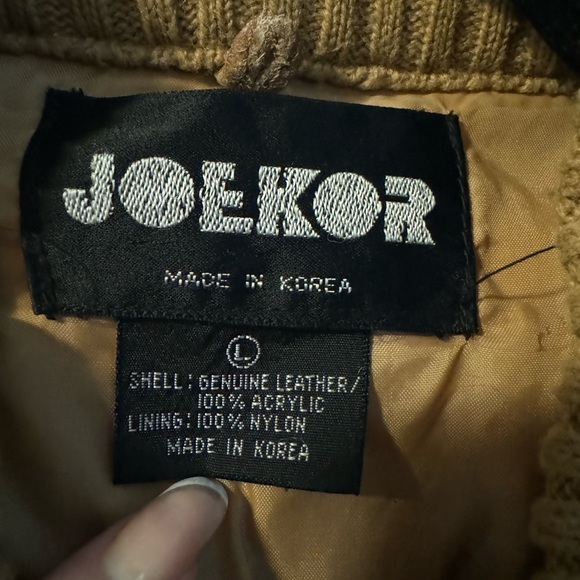 80’s Leather Knit Bomber Jacket Stranger Things Made in Korea Preppy Streetwear - Picture 4 of 11